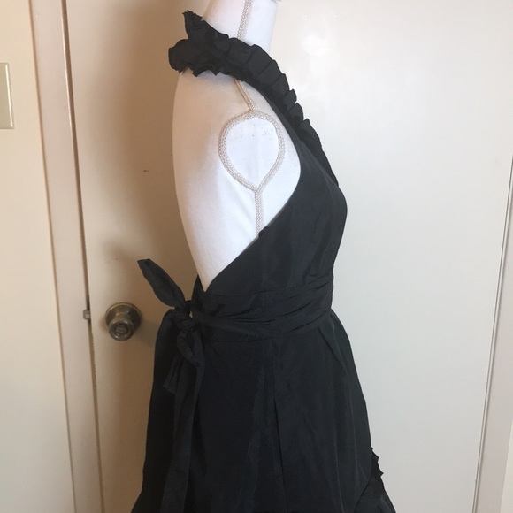 BCBG Max Azria Black Ruffle Halter Dress Size 8 - Picture 2 of 8